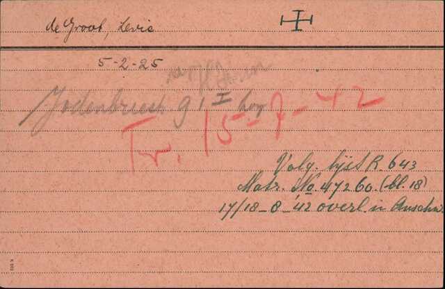 Levie de Groot, 5-2-1925 krt J.Raad