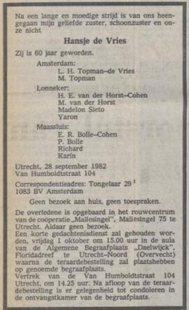Hansje de Vries Parool 30-09-1982 Delpher.JPG