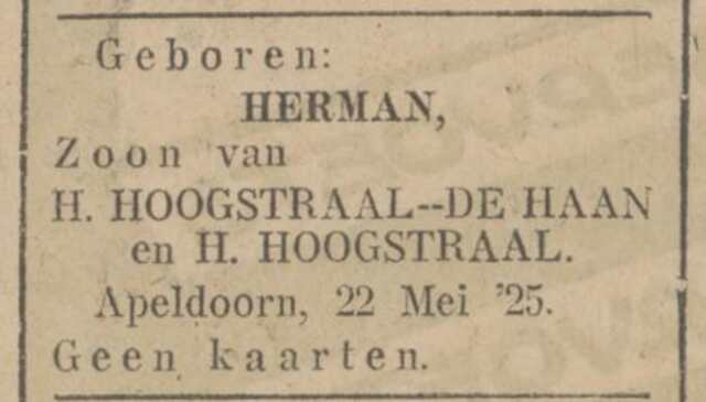 HdH, 1925.05.22, Geboorteadvertentie Herman.jpg