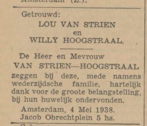 Hoogstraal, Siemon, 1938.05.04, Dochter nu gehuwd (Algemeen Handelsblad).jpg