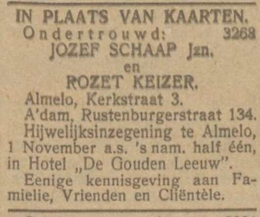 Adv ondertrouw Jozef Schaap en Rosette Keizer.jpg