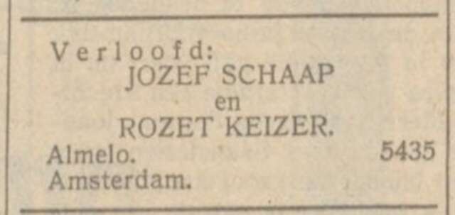 Adv verloving Jozef Schaap en Rozet Keizer.jpg
