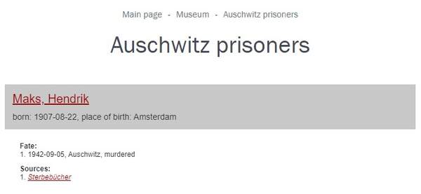 Hendrik Maks, Auschwitz Prisoner.jpg