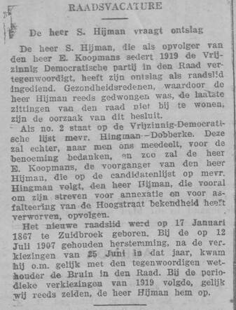 Hijman treedt af als raadslid oktober 1928.jpg