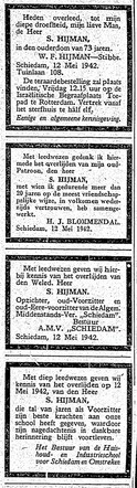 vier rouwadvertenties Salomon Hijman.jpg