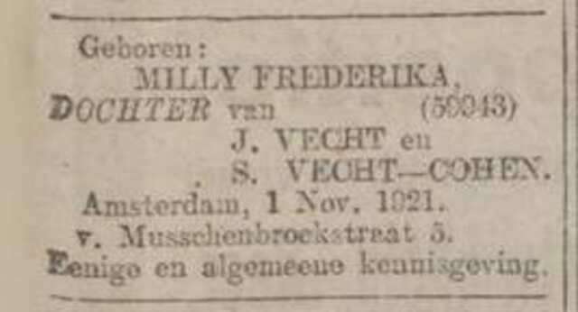 Milly Vecht, Alg Handelsblad 2 nov 1921.jpg