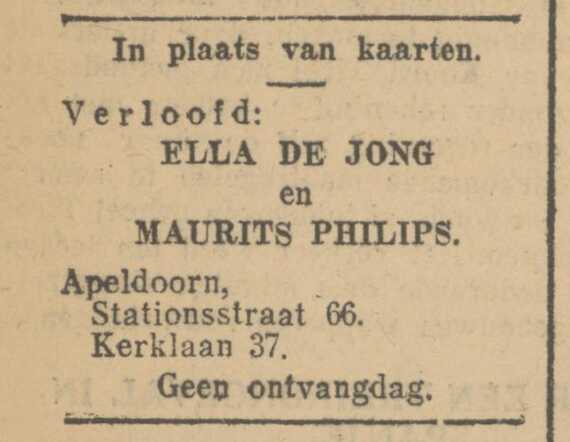 De Jong, Simon, 1928.10.10, Dochter Alida verloofd.jpg