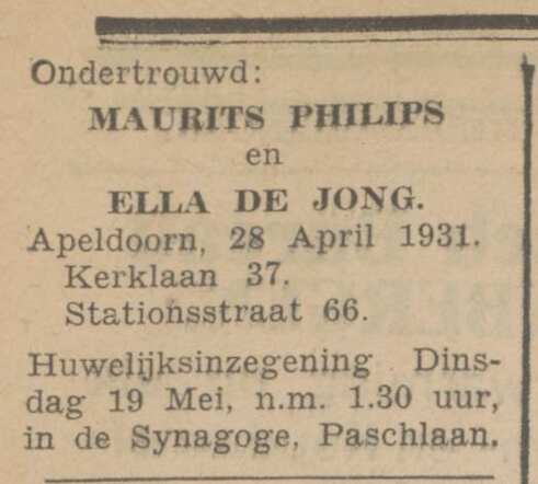 De Jong, Simon, 1931.04.28, Dochter Alida in ondertrouw.jpg