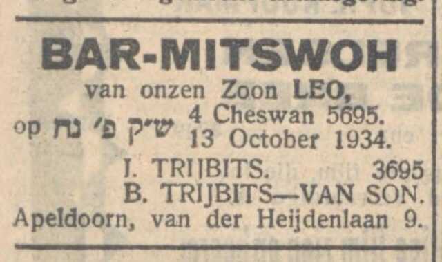 Trijbits, 1934.10.05, Bar Mitswa zoon Leo (NIW).jpg