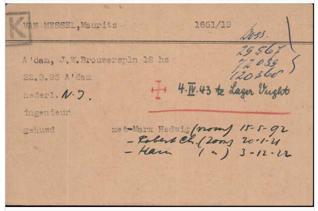 Messel, Maurits v. Jewish council card.png